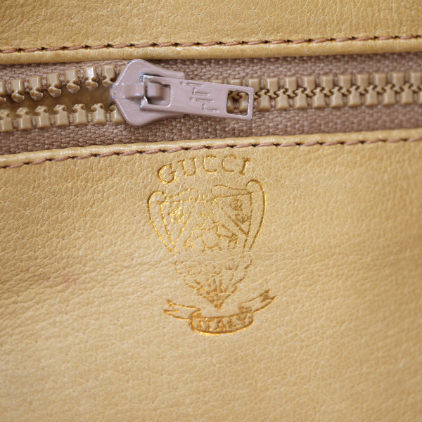 OLD Gucci　筆記体ビットロゴ スエード大型ショルダー（茶）