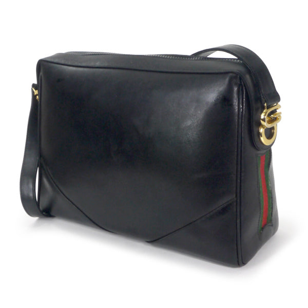 OLD Gucci　サイドシェリー総革ワンショルダー（黒）