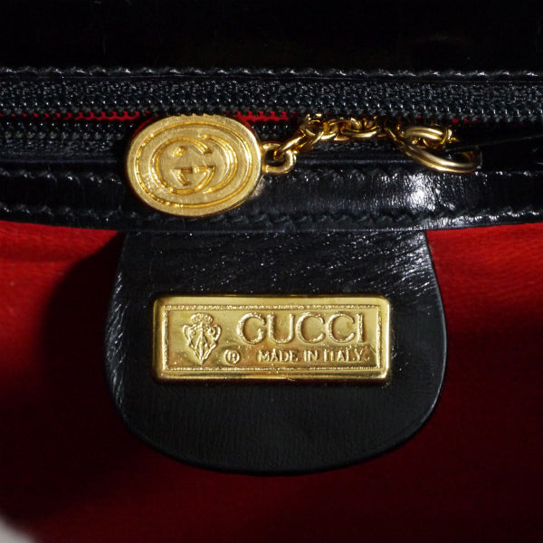OLD Gucci アンティーク留め具2WAYレザーバッグ（黒）