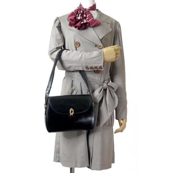 OLD Gucci アンティーク留め具2WAYレザーバッグ（黒）