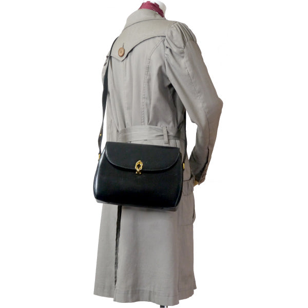 OLD Gucci アンティーク留め具2WAYレザーバッグ（黒）