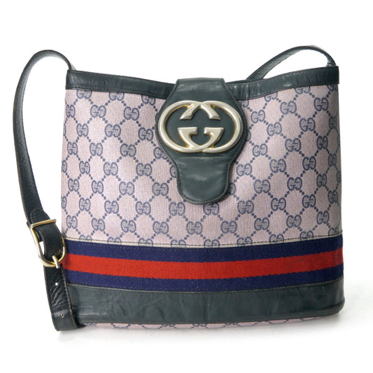 OLD Gucci  激レア!!G金具バケツ型ショルダー（ピンク×青）