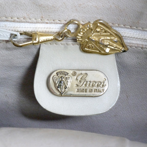 OLD Gucci　総革フリンジ付きショルダーバッグ（白）