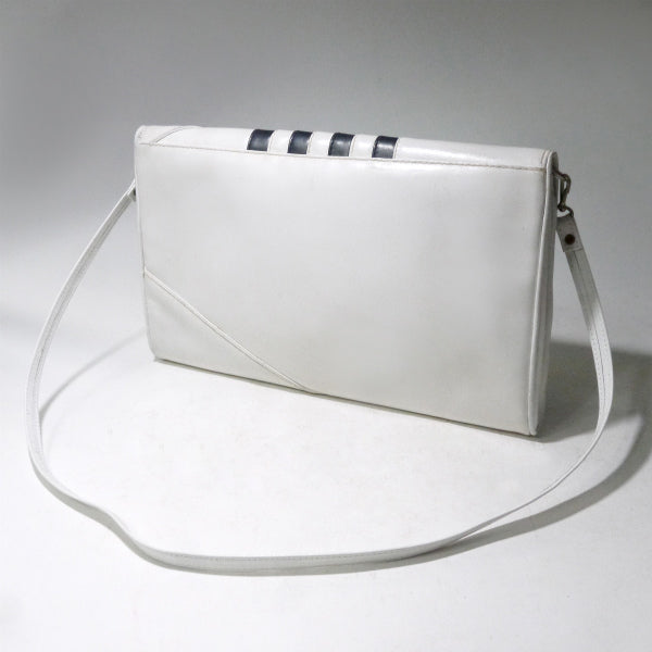 OLD Gucci　総革モノトーンライン2WAYバッグ（白/黒）