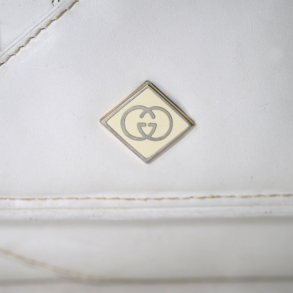 OLD Gucci　総革モノトーンライン2WAYバッグ（白/黒）