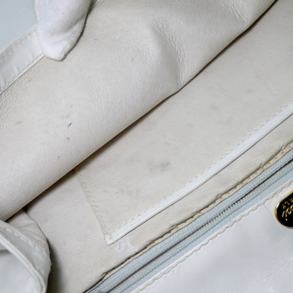 OLD Gucci　総革モノトーンライン2WAYバッグ（白/黒）