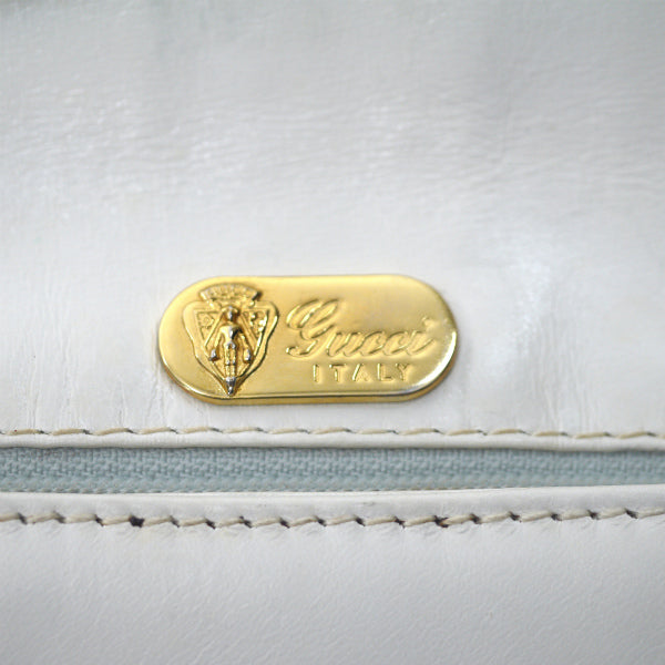 OLD Gucci　総革モノトーンライン2WAYバッグ（白/黒）
