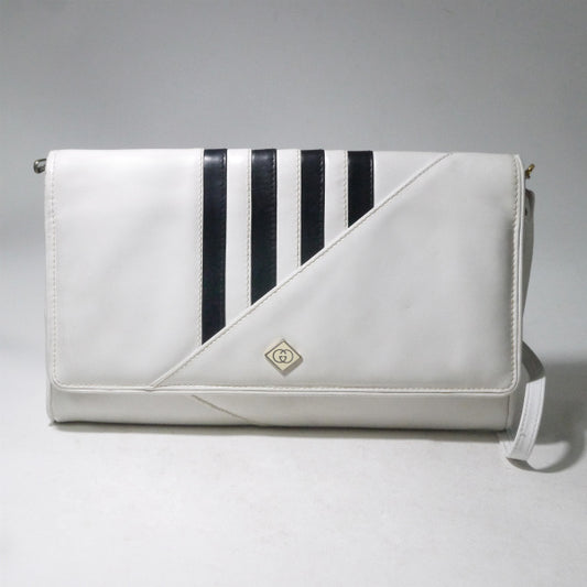 OLD Gucci　総革モノトーンライン2WAYバッグ（白/黒）