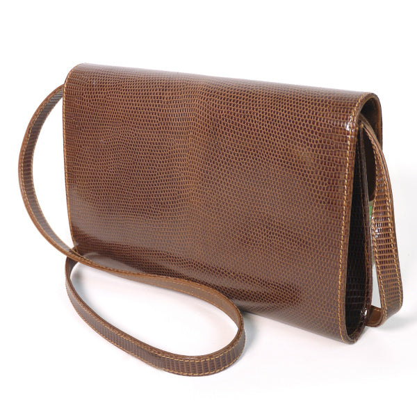 OLD Gucci　リザードポシェットショルダー(茶）