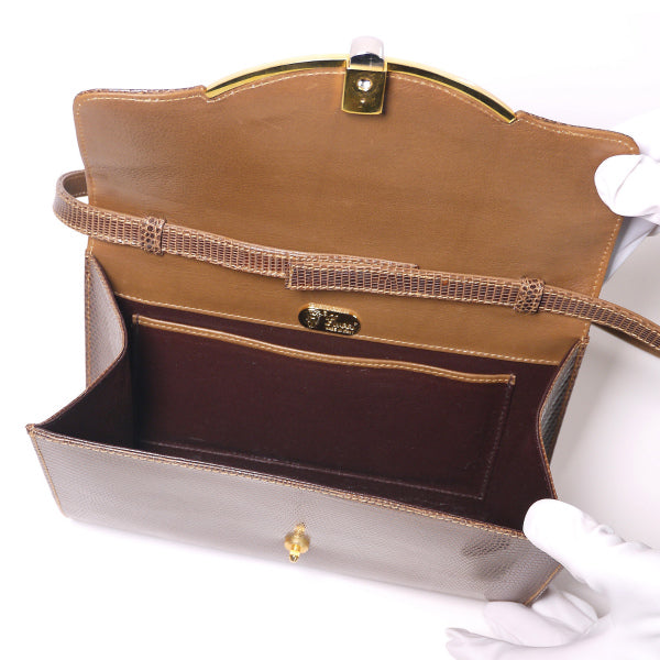 OLD Gucci　リザードポシェットショルダー(茶）