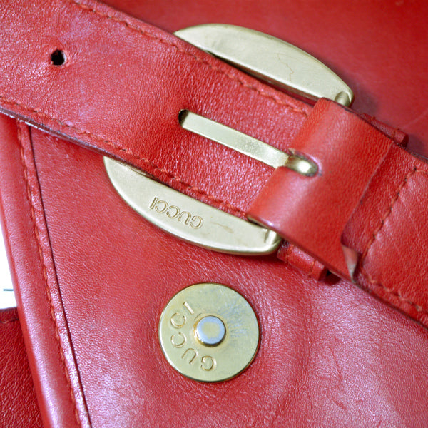 OLD Gucci　ホースビット金具レザーワンショルダーリュック（赤）