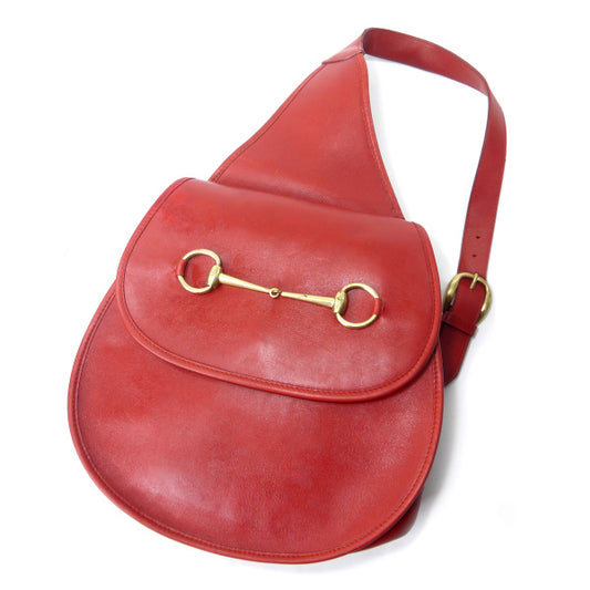 OLD Gucci　ホースビット金具レザーワンショルダーリュック（赤）