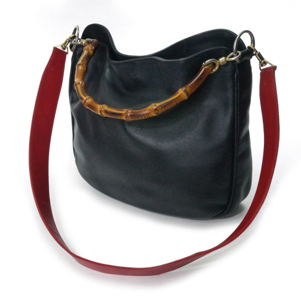 OLD Gucci ホーボー2WAYバイカラー バンブーバッグ（黒&赤・中）