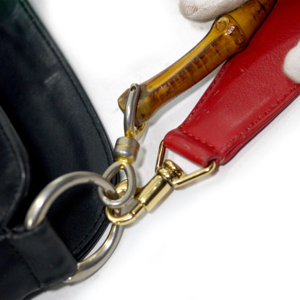 OLD Gucci ホーボー2WAYバイカラー バンブーバッグ（黒&赤・中）