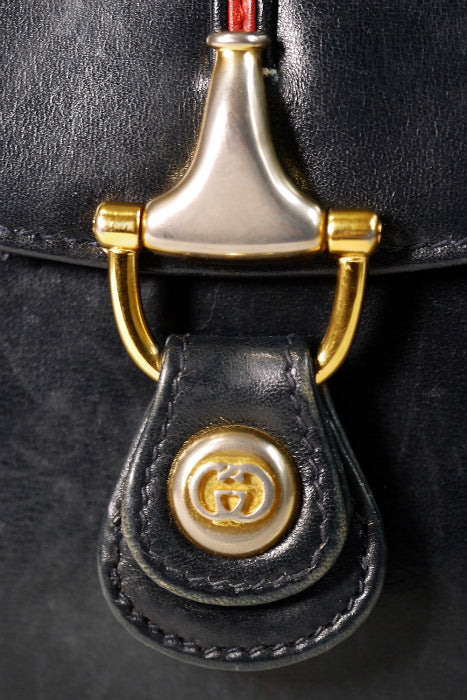 OLD Gucci 　総皮ビット　クラッチ＆ショルダー（黒）