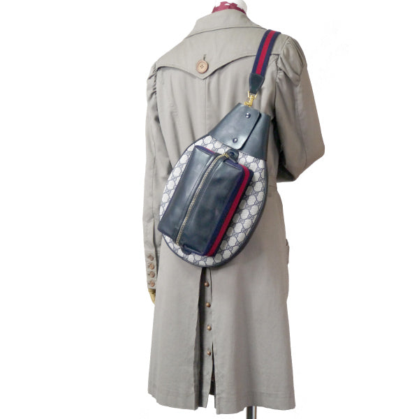 OLD Gucci 激レア!!シェリーラケットバッグ（青）