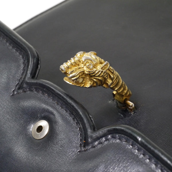 OLD Gucci　激レア!!タイガーヘッド総革ショルダー（黒）