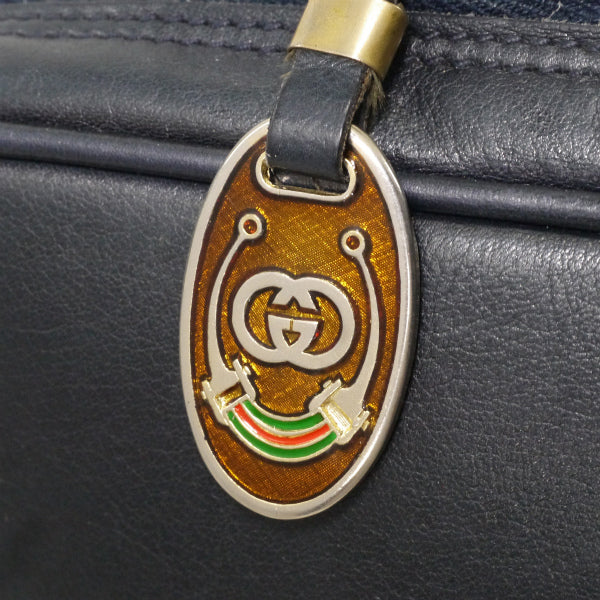 OLD Gucci 　レア!!総革サイドビットシェリーショルダー（濃紺）