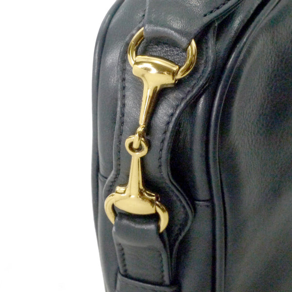 OLD Gucci 　レア!!総革サイドビットシェリーショルダー（濃紺）