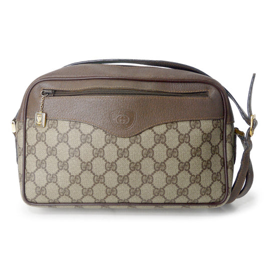 OLD Gucci　ロゴエンボスGG柄ショルダーバッグ（茶）