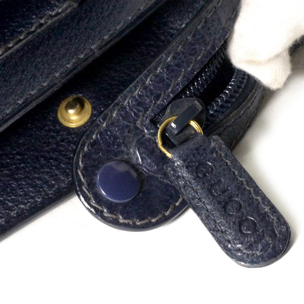 OLD Gucci バンブーハンドル総革ブリーフケース（濃紺）