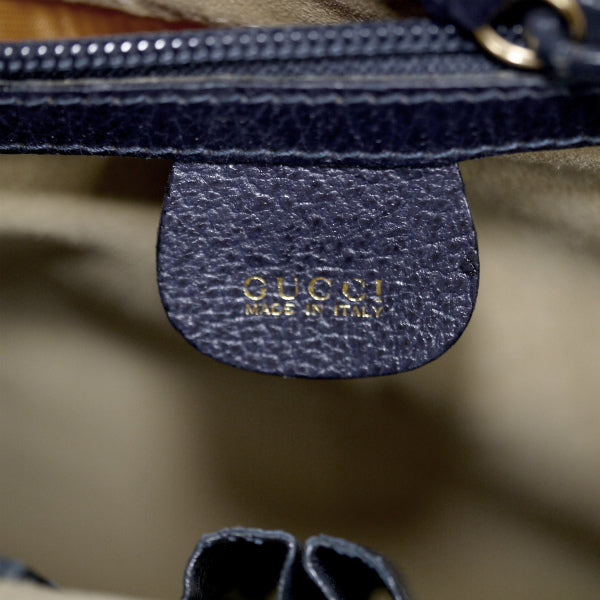 OLD Gucci バンブーハンドル総革ブリーフケース（濃紺）