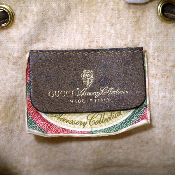 OLD Gucci　希少紙タグ付！巾着型サイドシェリーショルダー（茶）