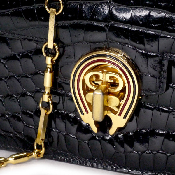OLD Gucci　激レア!!クロコチェーンバッグ（黒）