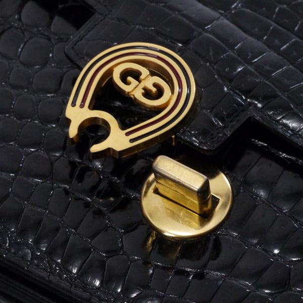OLD Gucci　激レア!!クロコチェーンバッグ（黒）