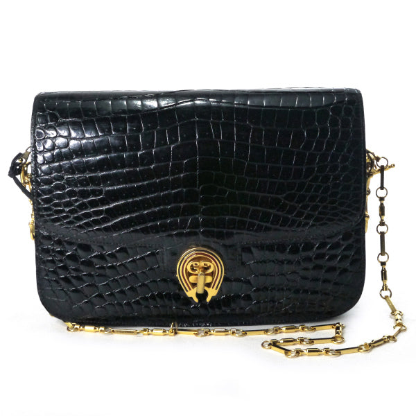 OLD Gucci　激レア!!クロコチェーンバッグ（黒）