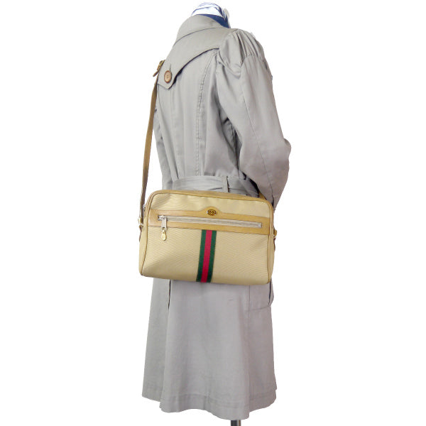 OLD Gucci　定番ショルダー縦シェリー（ベージュ・大）