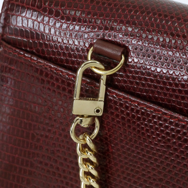 OLD Gucci70sリザード革チェーンバッグ（ボルドー）