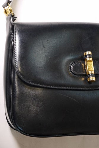 OLD Gucci  ２Way牛カウ　ショルダー（黒）