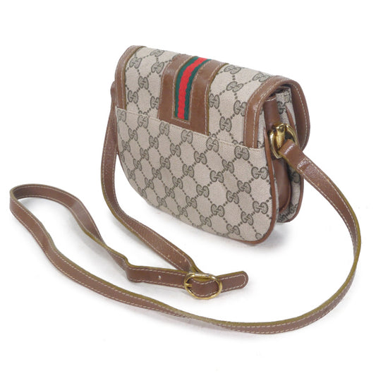 OLD Gucci　GG柄シェリー3層ポシェット（茶）