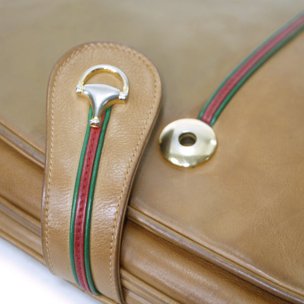OLD Gucci　 総革パイピングシェリーショルダー（キャメル）
