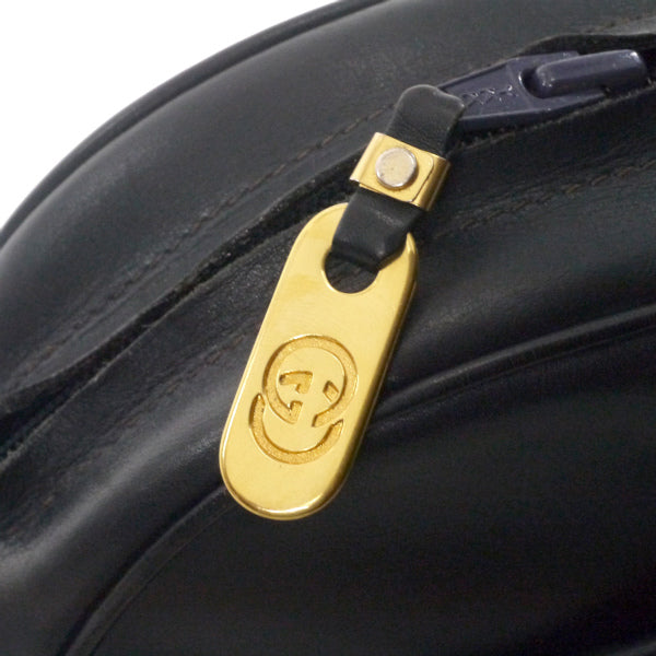 OLD Gucci　GGロゴレザーショルダーバッグ（黒）