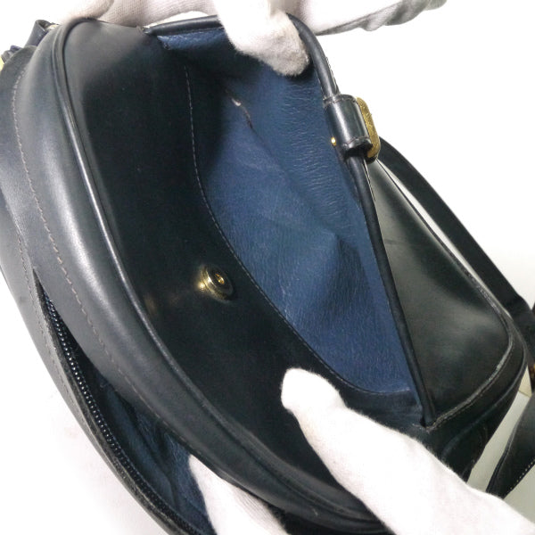 OLD Gucci　GGロゴレザーショルダーバッグ（黒）