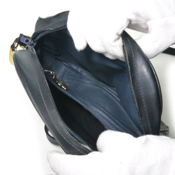 OLD Gucci　GGロゴレザーショルダーバッグ（黒）