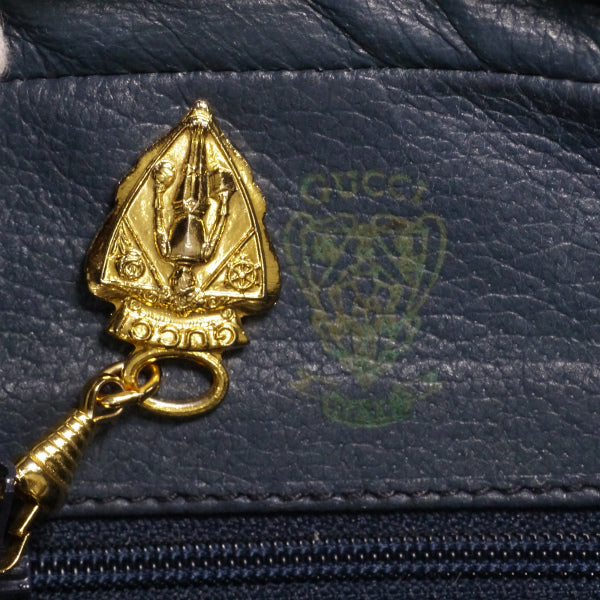 OLD Gucci　GGロゴレザーショルダーバッグ（黒）