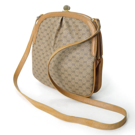 OLD Gucci　マイクロGGがま口ポシェット（キャメル）