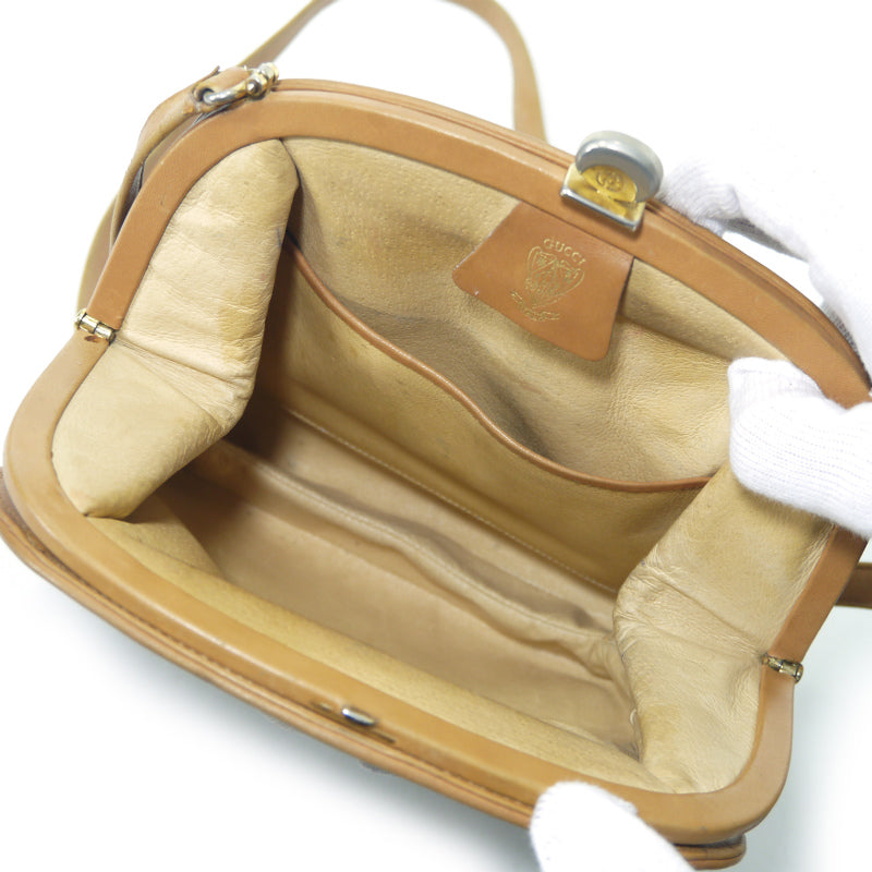 OLD Gucci　マイクロGGがま口ポシェット（キャメル）