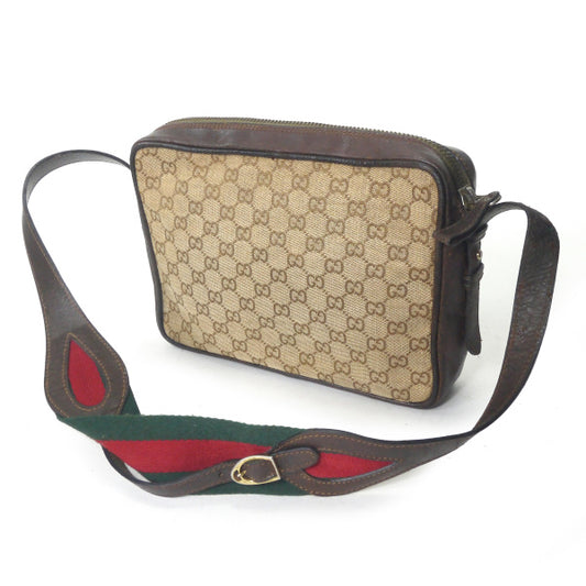 OLD Gucci　＜訳あり＞シェリーベルトGG柄ショルダー（茶）
