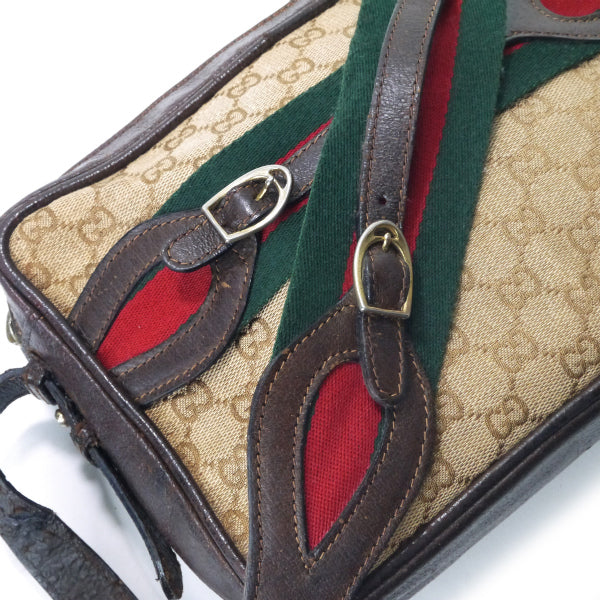 OLD Gucci　＜訳あり＞シェリーベルトGG柄ショルダー（茶）