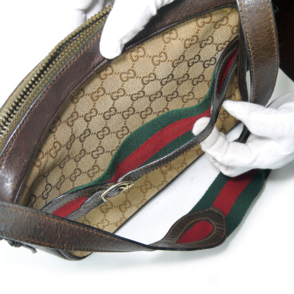 OLD Gucci　＜訳あり＞シェリーベルトGG柄ショルダー（茶）