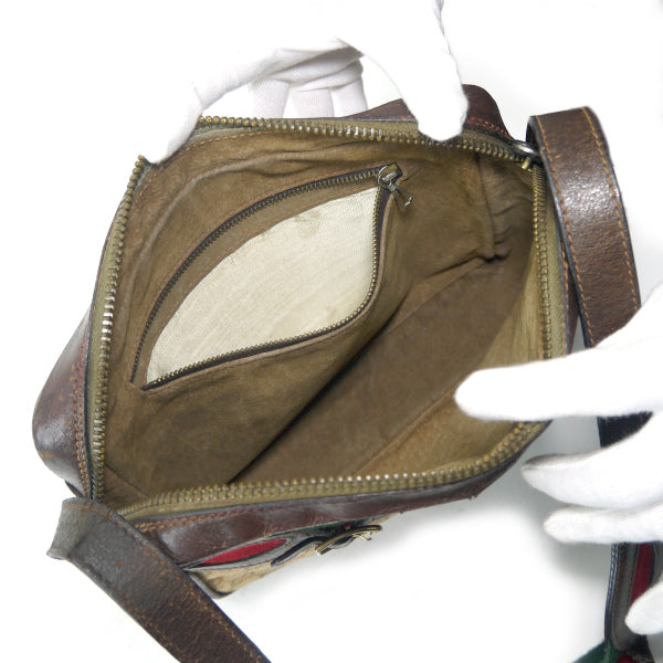 OLD Gucci　＜訳あり＞シェリーベルトGG柄ショルダー（茶）