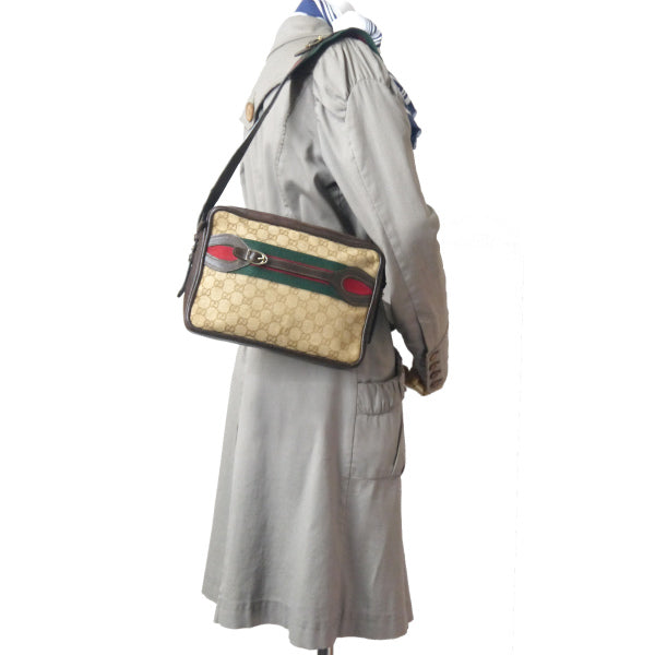 OLD Gucci　＜訳あり＞シェリーベルトGG柄ショルダー（茶）
