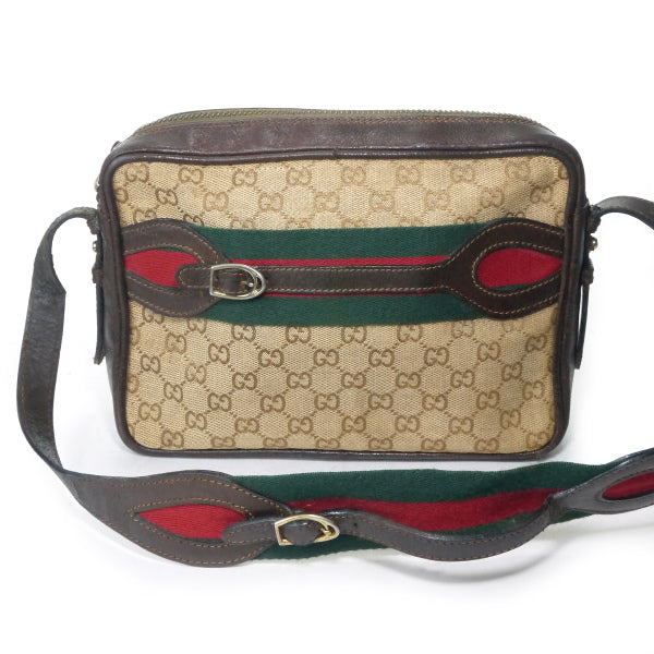 OLD Gucci　＜訳あり＞シェリーベルトGG柄ショルダー（茶）
