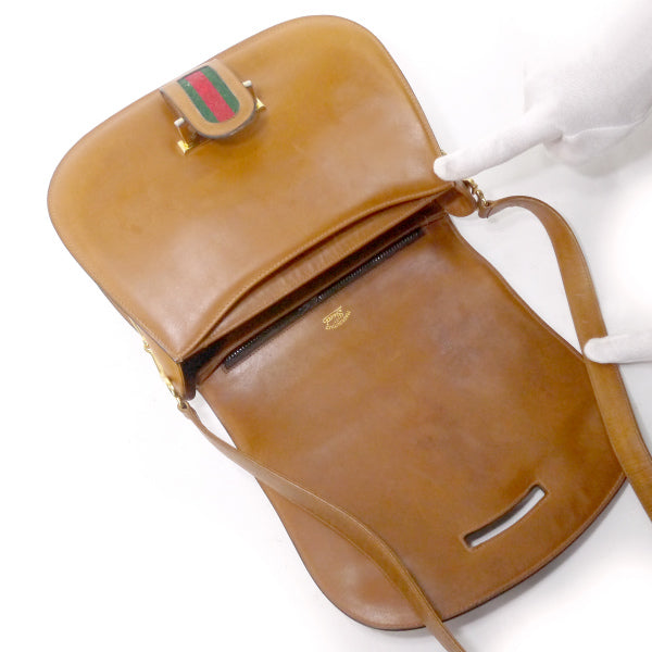 OLD Gucci　レア!!シェリー留め具レトロ半円ショルダー（飴色）