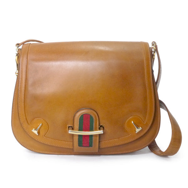OLD Gucci　レア!!シェリー留め具レトロ半円ショルダー（飴色）