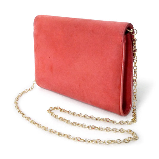 OLD Gucci　チェーン付きスエード2WAYミニバッグ（赤）